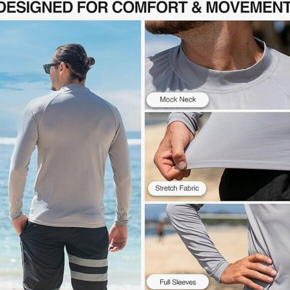 Men's Long Sleeve Rashguard UPF 50+ - Picture 2 of 15